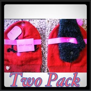 2 Pack Betsey Johnson Gift Sets Hat Mittens Gloves